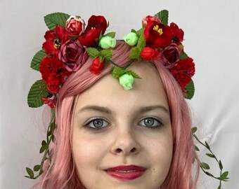 Fairytale crown Elf tiara Fairy flower heardress Elven headpiece Lord of rings Bridal flower wreath Summer wedding headwear