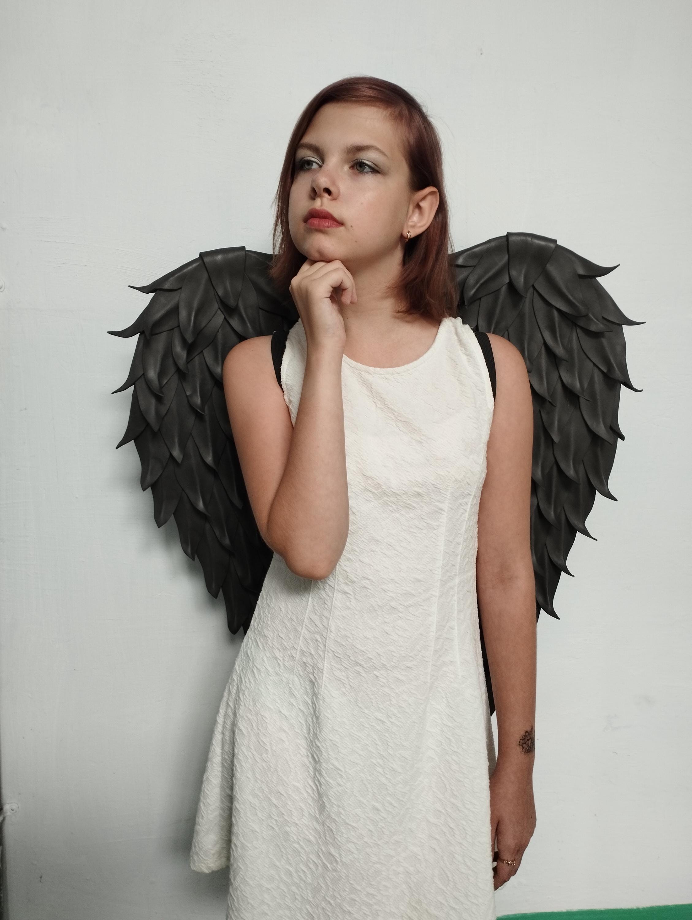 Black Angel Wings for Adults and Children - Gothic Feathered
