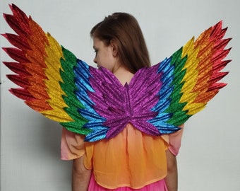 Radiant Rainbow Wings - Handcrafted, Vibrant, and Lightweight Wearable Art, Made in Ukraine and Shipped from the USA