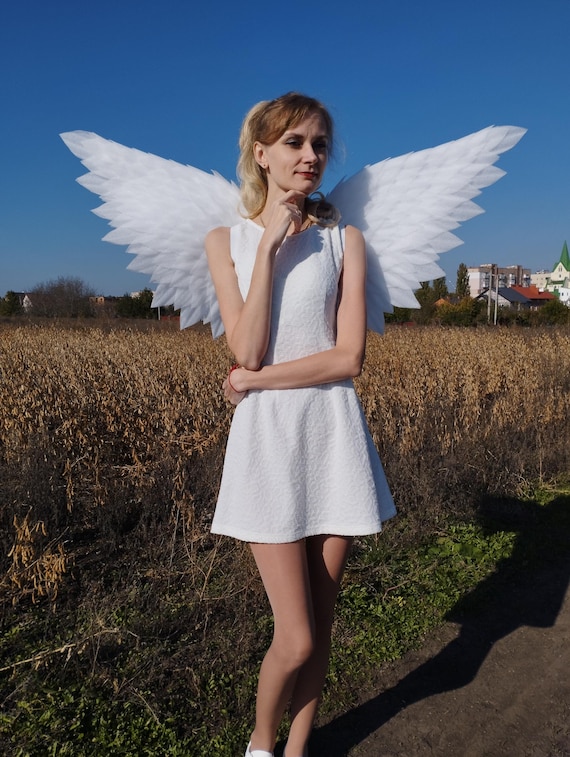 Small White Angel Wings - Handcrafted, Realistic, Lightweight