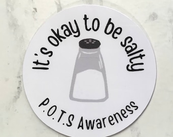 POTS Awareness Sticker | Salt Shaker | Chronic Illness | Postural Orthostatic Tachycardia Syndrome | Awareness | Gift
