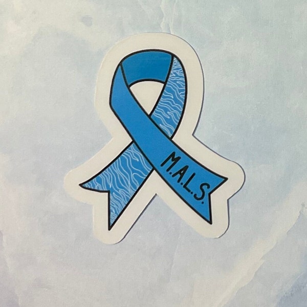 MALS Awareness Ribbon Sticker | Light Blue Ribbon | Chronic Illness | Median Arcuate Ligament Syndrome | Awareness | Gift