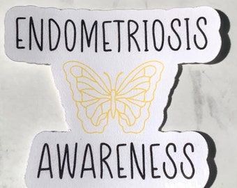 Endometriosis Awareness Butterfly Sticker | Yellow Butterfly | Chronic Illness | Awareness | Gift