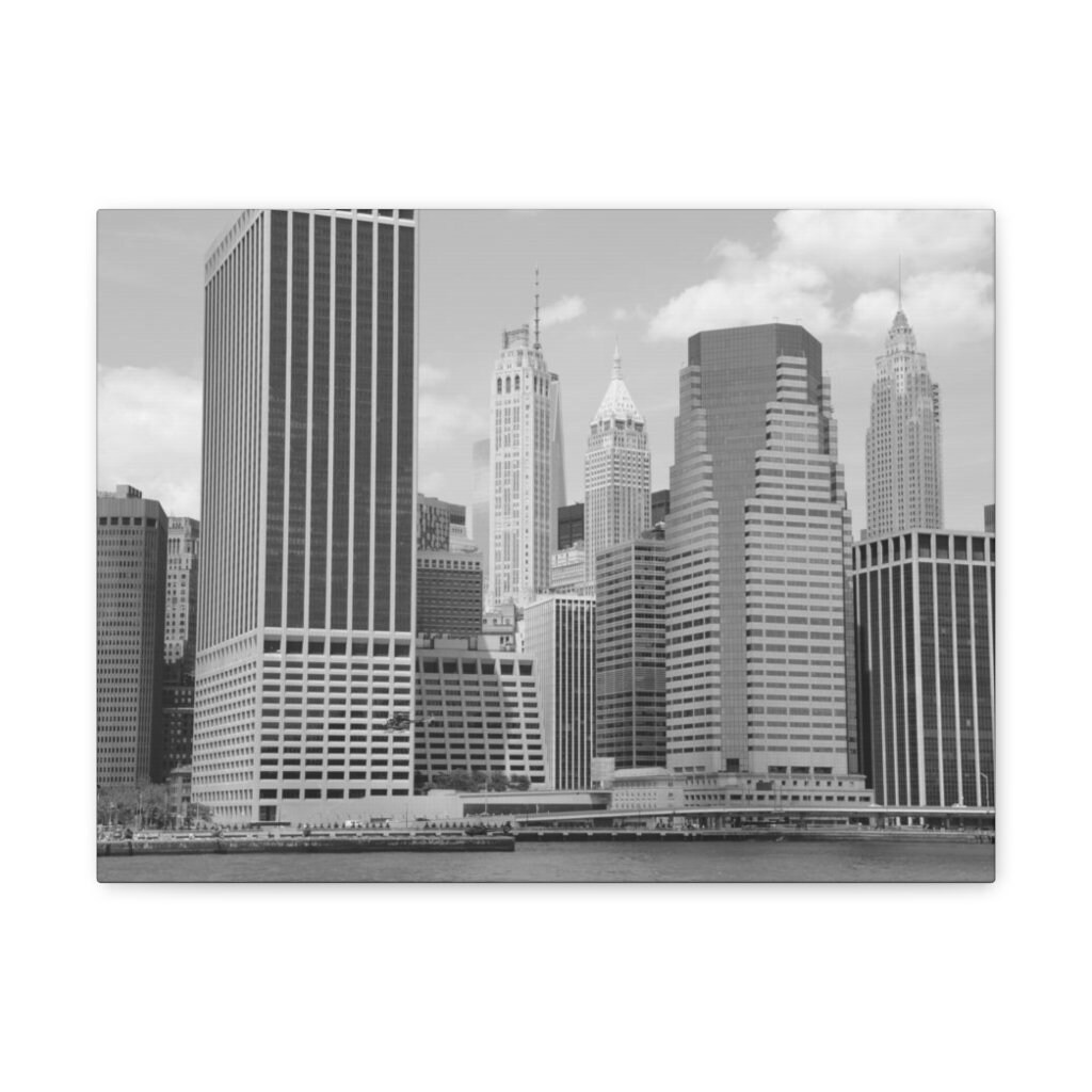 NYC Skyline Landscape Canvas Black and White Wall Art Skyline Art