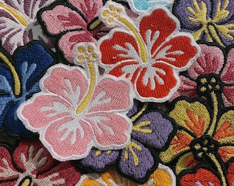 Hibiscus Flower Sew-On Patch / Polynesian Patch / Samoan / Hawaiian / Pacific Islander Embroidered Patch
