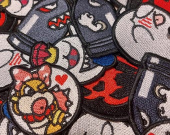 Super Mario Villains Embroidered Sew-On Patches / King Boo / Bowser / Wendy Koopa / Bullet Bill