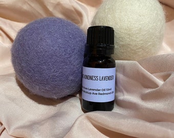 Laundry Kit - 2 Wool Dryer Balls + Loving Kindness Lavender Oil  10 Ml- Lavender Essential Oil 100% Pure - Hand Harvested, Aromatherapy