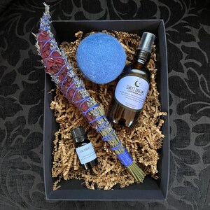 Mothers' Day Gift Set Relax Reflect Realign Lavender Limited Time Includes: Hydrosol Mist, Essential Oil 10ml, Smudge, Dryer Ball Indigo