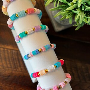 Heishi Bracelets, Clay Bead Bracelets, Emoji Bead Bracelets, Stackable Bracelets, Multi Color Beads, Gifts For Her, Beaded Jewelry, Preppy