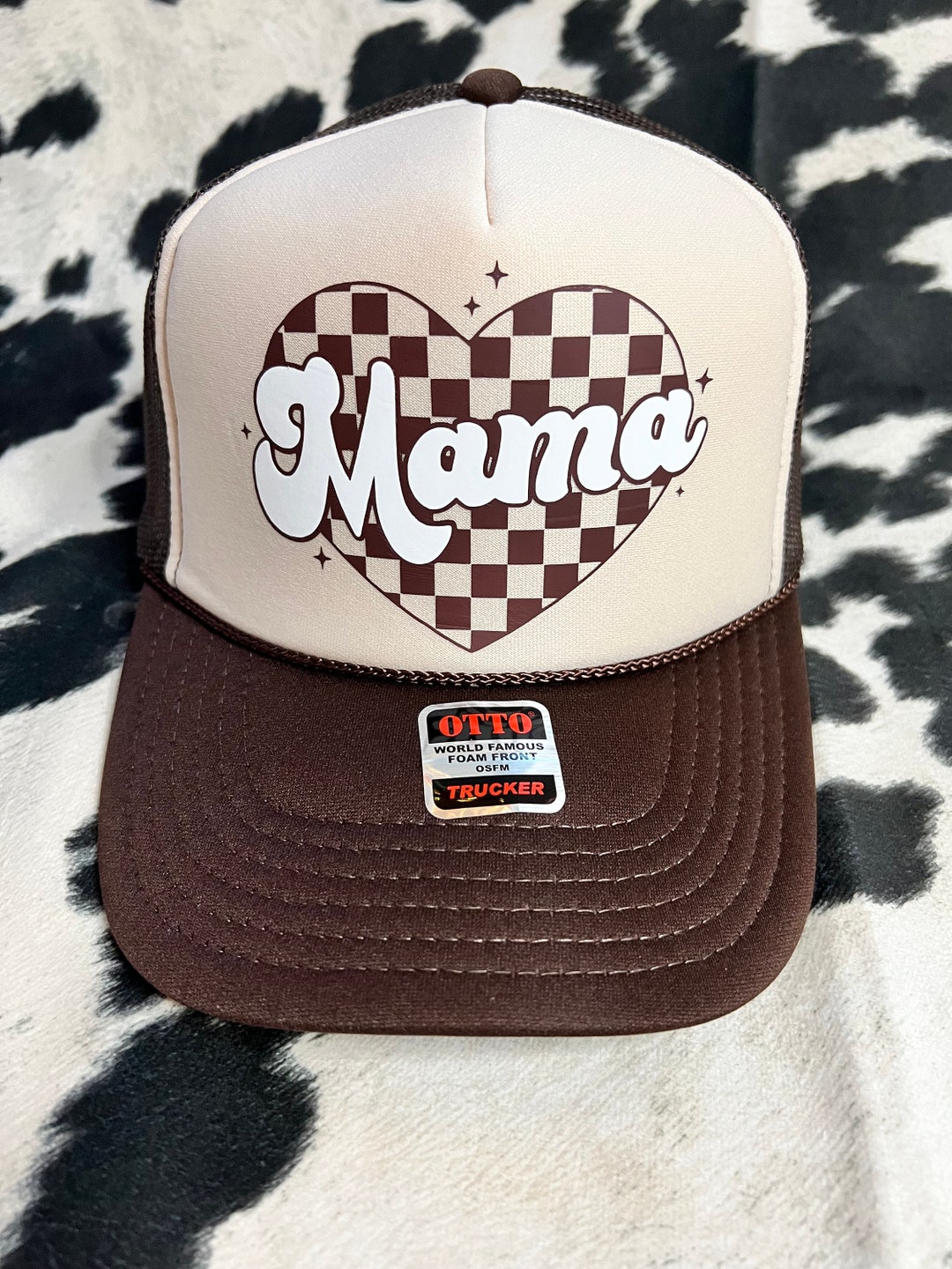 Hand Crafted “Limited Edition” Snap Back Trucker Hat Checkered Heart Gold Stars Chrome Hearts Cemetary Trucker Hat Camo/Black - TikTok Shop main image 3