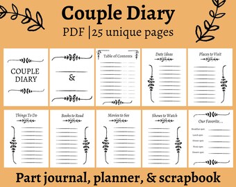 Couple Diary Journal and Planner Printable for Couples Gift for  Boyfriend/girlfriend Valentines Day 