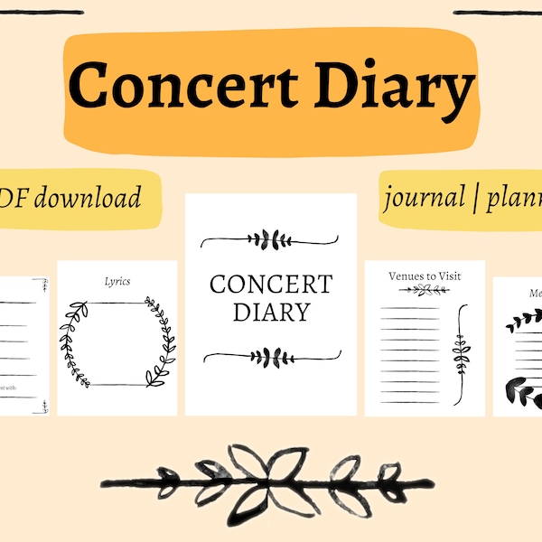 Concert Diary | Concert Journal Printable | Gift for Music Lovers