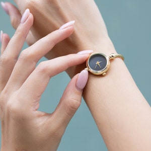 Small Bangle Bracelet. Luxury Watches. Stainless Steel Retro Watch.