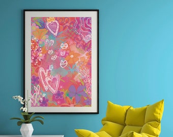 Maximalist Wall Art, Eclectic Wall Art, Colorful Abstract Large Wall Art, Maximalist Abstract Artwork, Colorful Abstract Floral Print