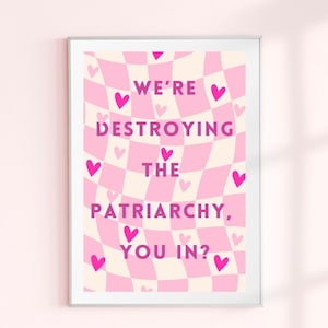 Destroy the Patriarchy Print, Printable Feminist Art, Aesthetic Feminist Print, Female Empowerment Poster, Patriarchy Art, Retro Trendy art