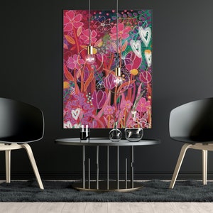 Colorful Floral Abstract Art Print, Maximalist Wall Art, Vibrant Abstract Art, Funky Floral Artwork, Pink Abstract Maximalist Painting