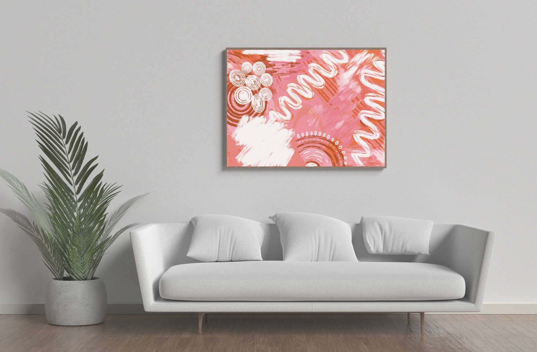 Abstract Orange and Pink Wall Art Digital Abstract Painting Etsy