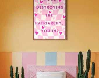 Feminist Art Print, Retro Checkered Design (Digital Download)