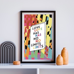 Love Has No Limits Pride Poster, Retro Rainbow Typography (Digital Download)