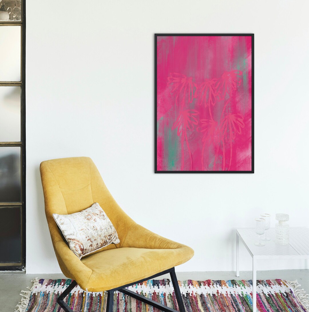 Pink Abstract Art Print, Pink Floral Wall Art, Pink Home Art, Pink