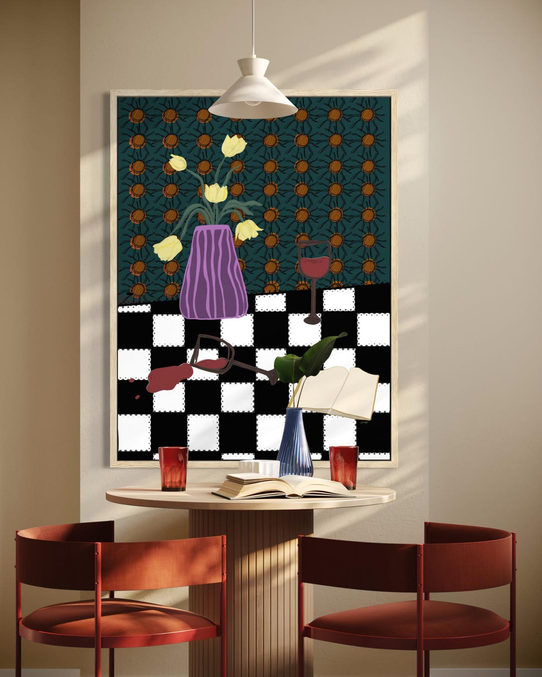 Funky Table Setting Print, Funky Dinner Party Art Print, Dining Table ...