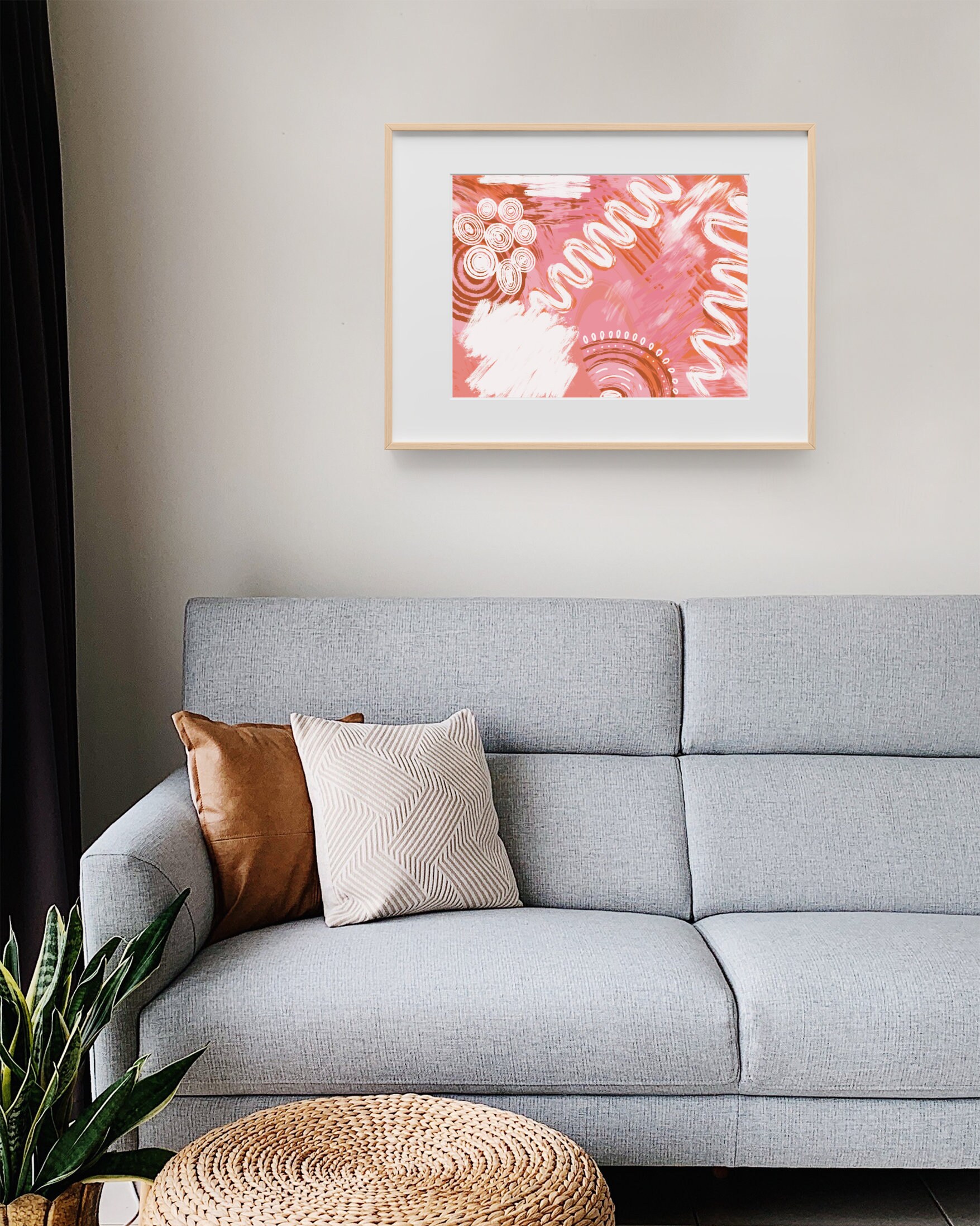 Abstract Orange and Pink Wall Art Digital Abstract Painting Etsy