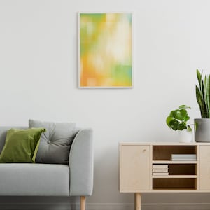 Abstract Geometrical Living Room Art, Large Abstract Wall Art, Yellow and Green Modern Abstract Wall Art, Abstract Digital Painting Wall Art