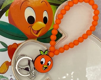 Citrus Bird Loop Beaded Wristlet Key Fob