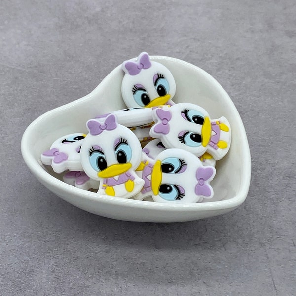 Lavender, Light Purple Girl Duck Silicone Bead