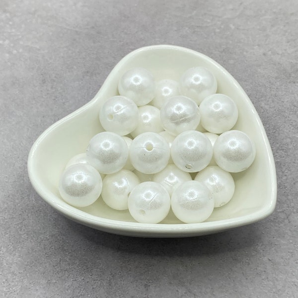 White Opal 15mm Silicone Beads, Round Silicone Bead, Wholesale beads
