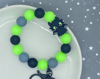 Night Dragon Glow in the Dark Beaded Wristlet Key Fob