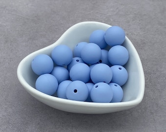Light Blue 15mm Silicone Beads, Round Silicone Bead, Wholesale beads