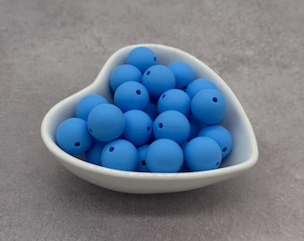 Light Sky Blue 15mm Silicone Beads, Round Silicone Bead, Wholesale beads