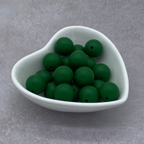 Christmas Green 15mm Silicone Beads, Round Silicone Bead, Wholesale beads,