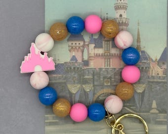 2 Parks Magic Land Castle Silicone Beaded Wristlet Key Fob