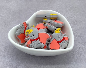 Flying Elephant Double-Sided Silicone Focal Bead