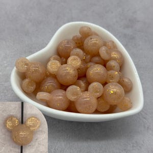 Confetti Gold Mouse Head Glossy Silicone Beads, Round Silicone Bead, Wholesale beads