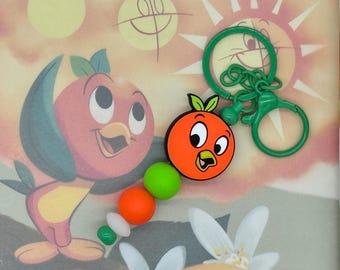 Citrus Bird Silicone Beaded Bar Keychain