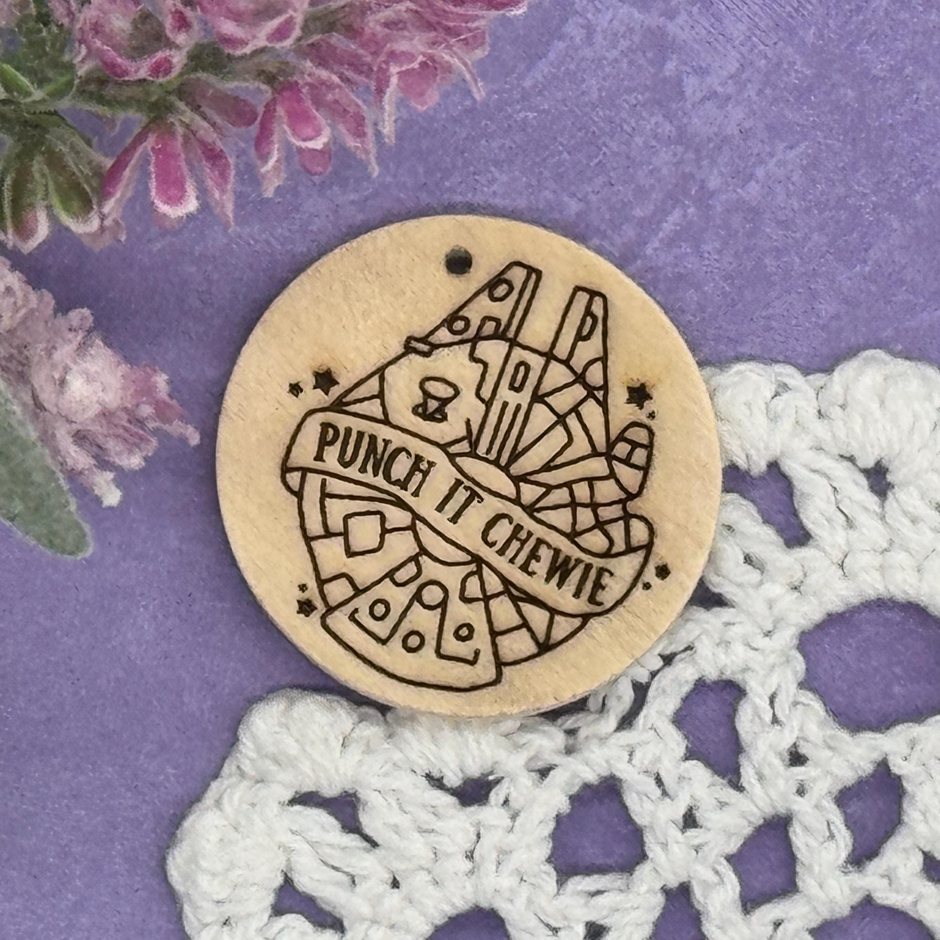 Punch It Chewie Wood Charm | 1.4 Inch Laser Engraved Wooden