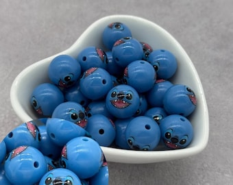 Aloha 626 Face Printed Shiny Glossy 15mm Silicone Beads, Round Silicone Bead, Wholesale beads