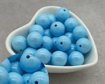 Baby Blue Chameleon Silicone Beads, 15mm Round Opal Craft Beads