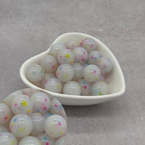 Confetti Glitter Multi 15mm Glossy Silicone Beads, Round Silicone Bead, Wholesale beads