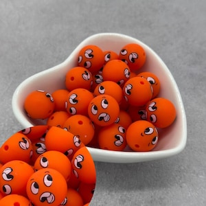 Cuentas de silicona de 15 mm con estampado de pájaros cítricos, cuentas redondas de silicona, cuentas al por mayor