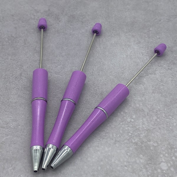Sparkle Glitter Lavender Purple Beadable Pen, DIY Beaded Pen