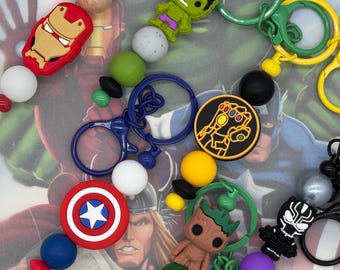Superhero Friends Silicone Beaded Bar Keychain