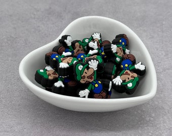 Italian Gamer Brother Green Silicone Focal Bead