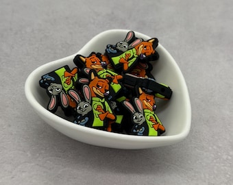 Animal Police Pals Double-Sided Silicone Focal Bead