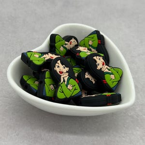 Cuentas focales de silicona de doble cara Reflection Princess