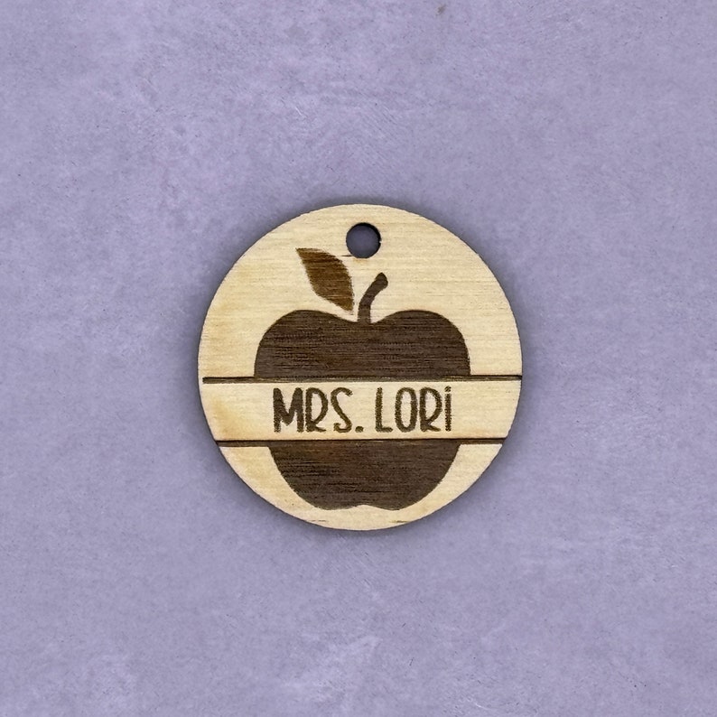 Teacher Apple Custom Wood Charm | 1.5 Inch Laser Engraved Wooden ...