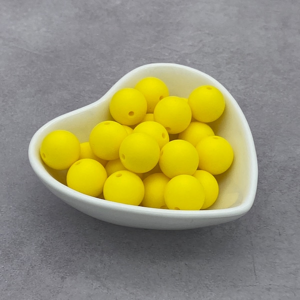 Yellow 15mm Silicone Beads, Round Silicone Bead, Wholesale beads